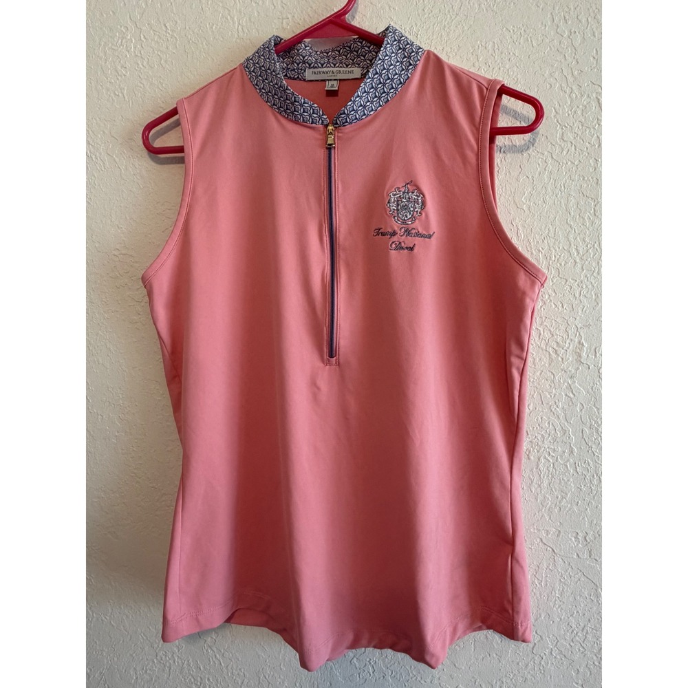 Fairway & Greene Trump National Doral Golf Polo Sleeveless Pink Coral Womens M